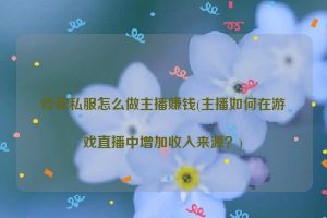 传奇私服怎么做主播赚钱(主播如何在游戏直播中增加收入来源？)