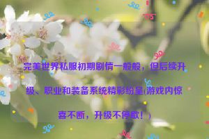 完美世界私服初期剧情一般般，但后续升级、职业和装备系统精彩纷呈(游戏内惊喜不断，升级不停歇！)